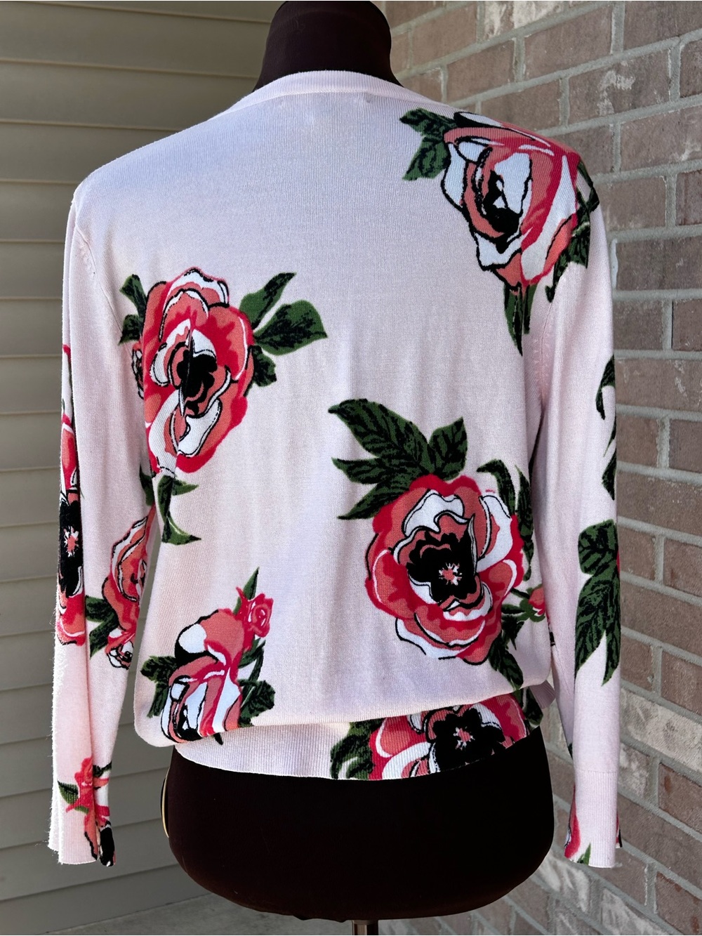 CABLE & GAUGE sXL Pink Floral Cardigan-easy care rayon bld - Picture 2 of 6